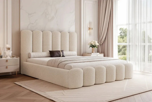 Pat 140 x 200 tapitat cu Stofa boucle Quelle Bej Aveline