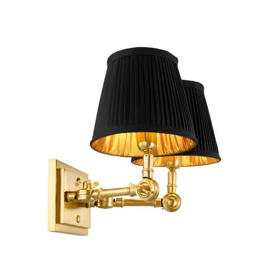 Aplica de perete din Metal Auriu si Stofa Negru H25xL33cm Wentworth Double Eichholtz