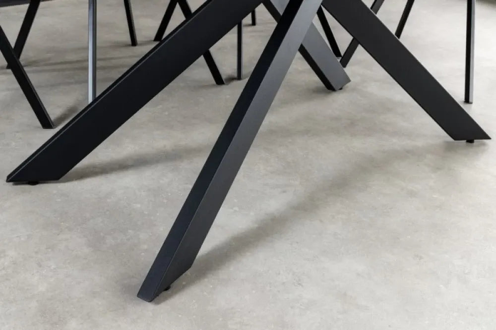 Masa extensibila Dreptunghiulara de 6-8 persoane din Ceramica Gri Antracit si Metal Negru L160-200xH76cm Alpine