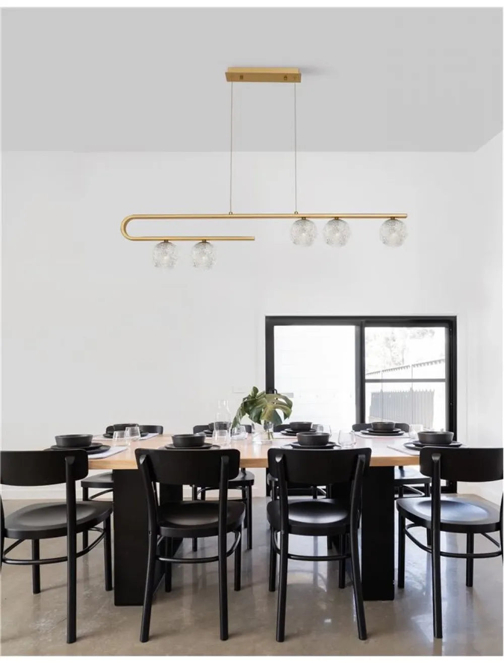 Lustra structura din Metal Auriu si abajur din Sticla Transparent H180xL113cm IP20 MIRANO