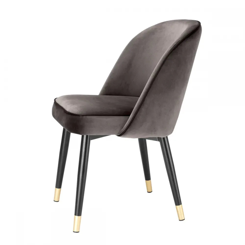 Set 2 scaune tapitat cu Catifea Albastru cu picioare din Metal Negru/Auriu H84xL53xA56cm Cliff Eichholtz