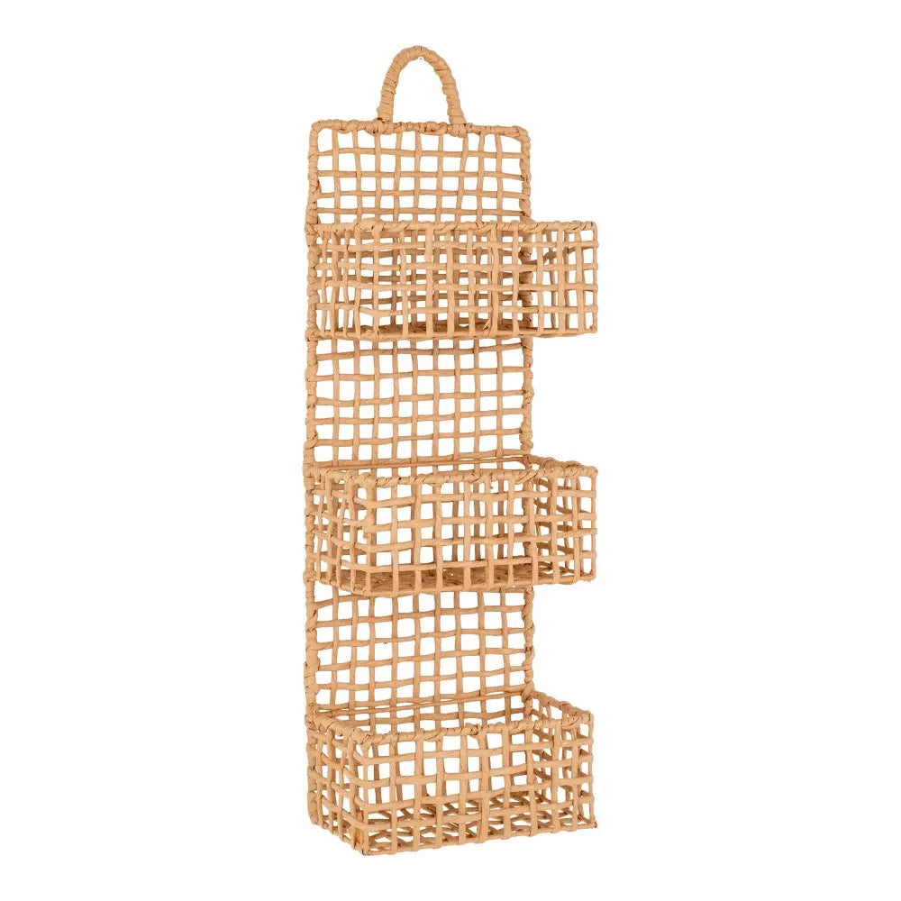 Etajera suspendata din Metal/Hartie impletita Maro H70xL25cm Sines
