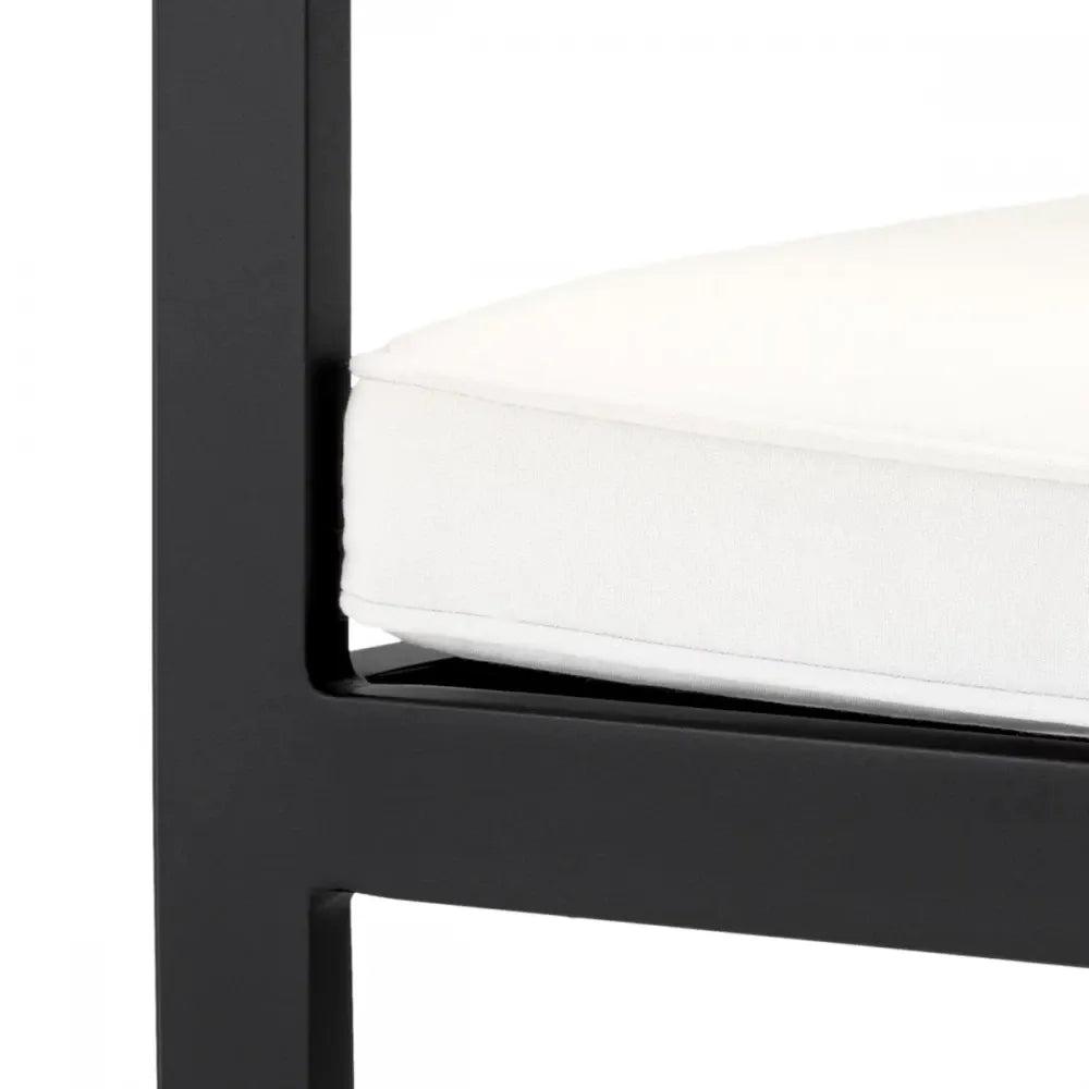 Scaun de exterior din Metal Negru si Stofa Alb H88.5xL64.5xA65cm Cap-Ferrat Eichholtz