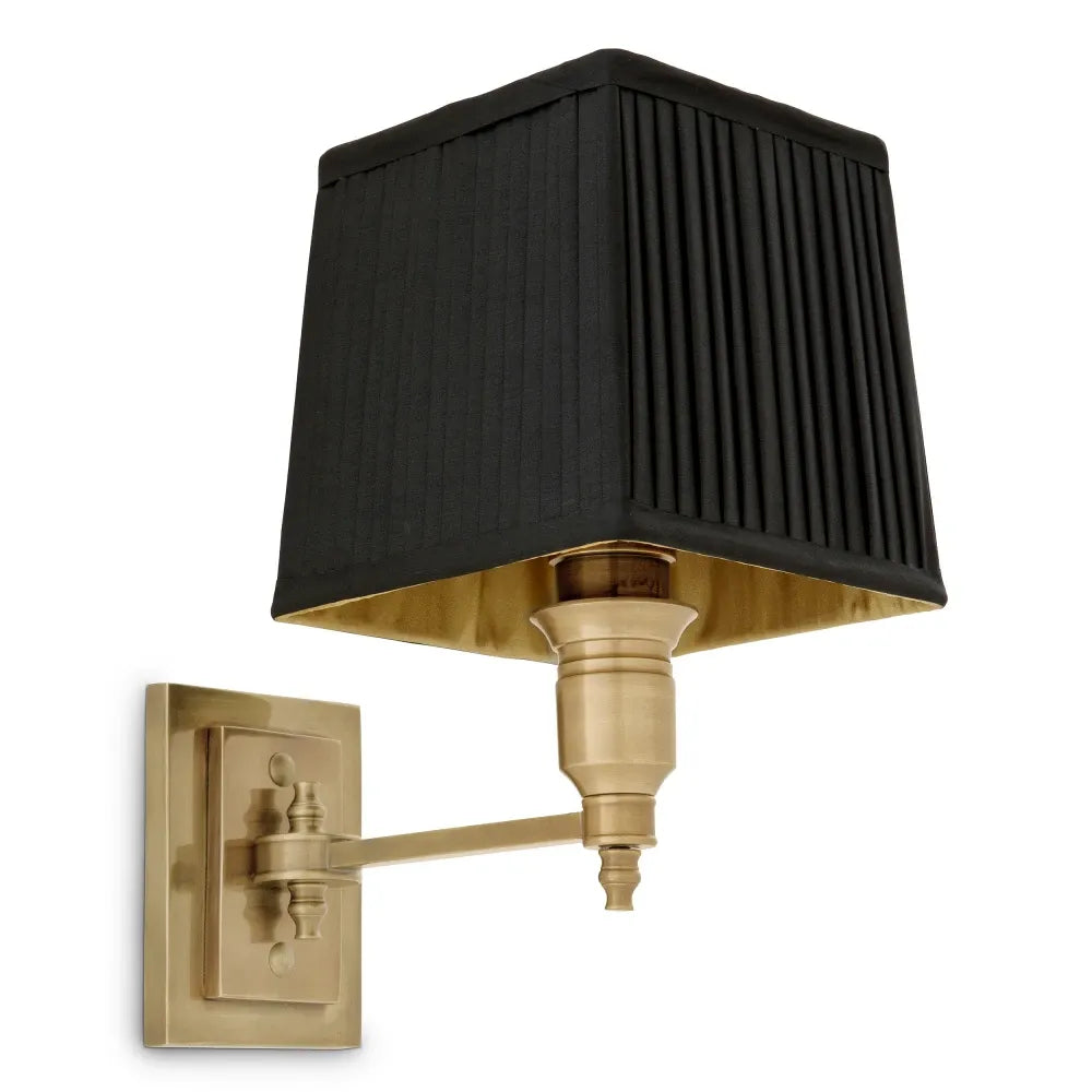 Aplica de perete din Metal Alama si Stofa Negru H27xL14cm Lexington Single Eichholtz