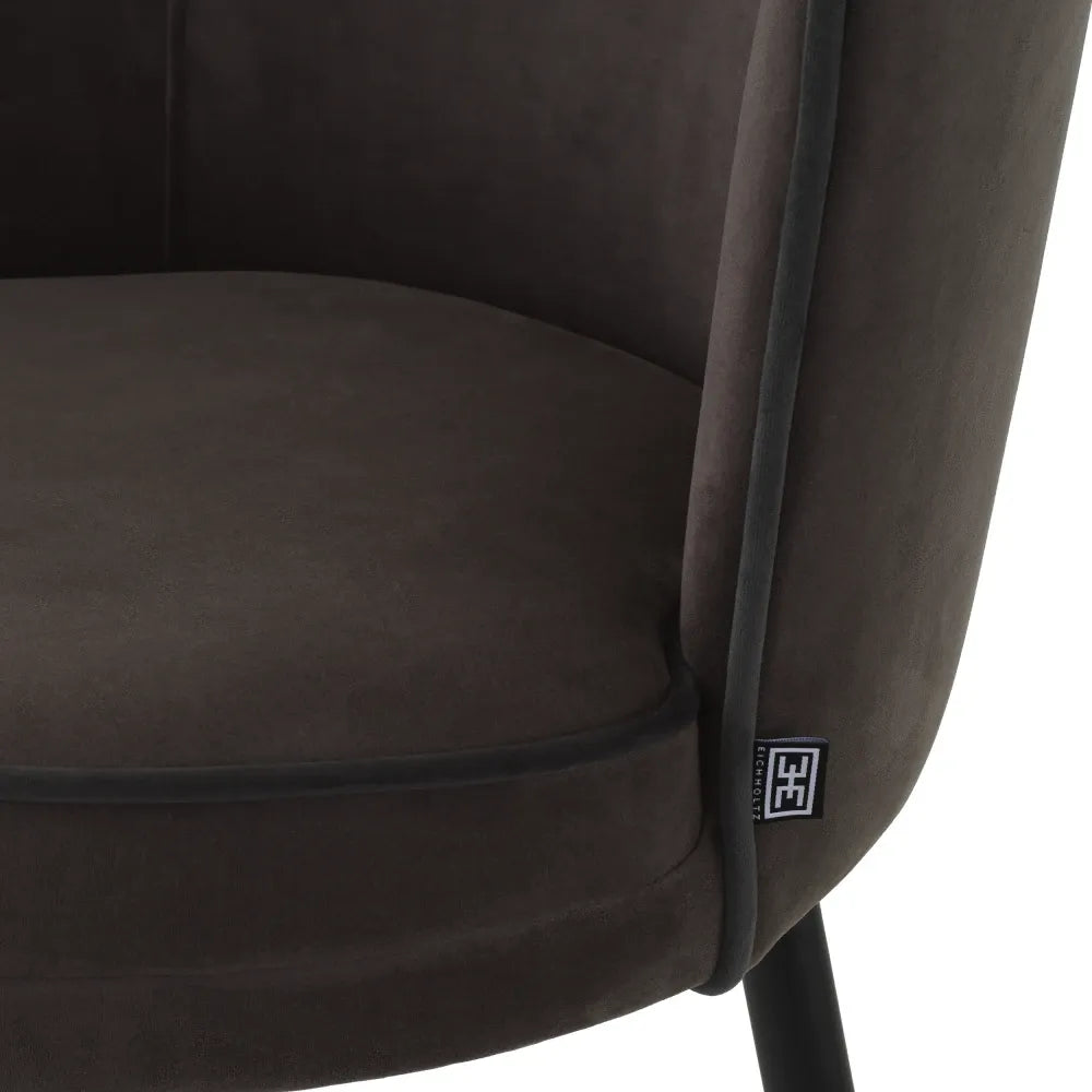 Scaun de bar rotativ tapitat cu Catifea Gri L53xA48xH100.5cm Grena Eichholtz