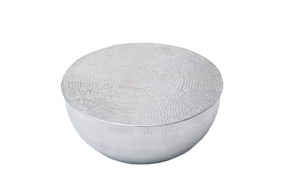 Masuta de cafea Rotunda din Metal Argintiu D60xH30cm Orient II