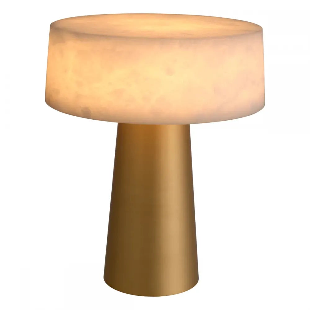 Veioza din Metal Alama si Alabastru Alb H43xD33cm Cinco Eichholtz