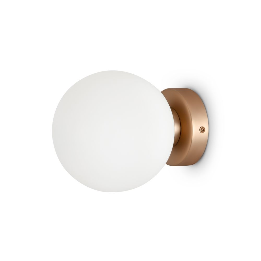 Aplica de perete Metal si Sticla Auriu/Alb D15xH15cm Basic form