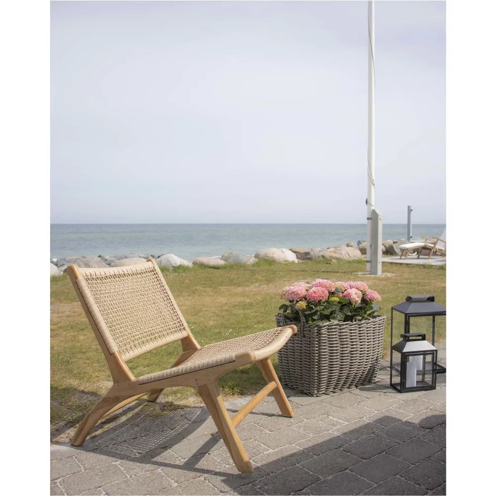 Fotoliu de exterior din Lemn de tec Maro si Ratan Maro H73xL60xA80cm Derby