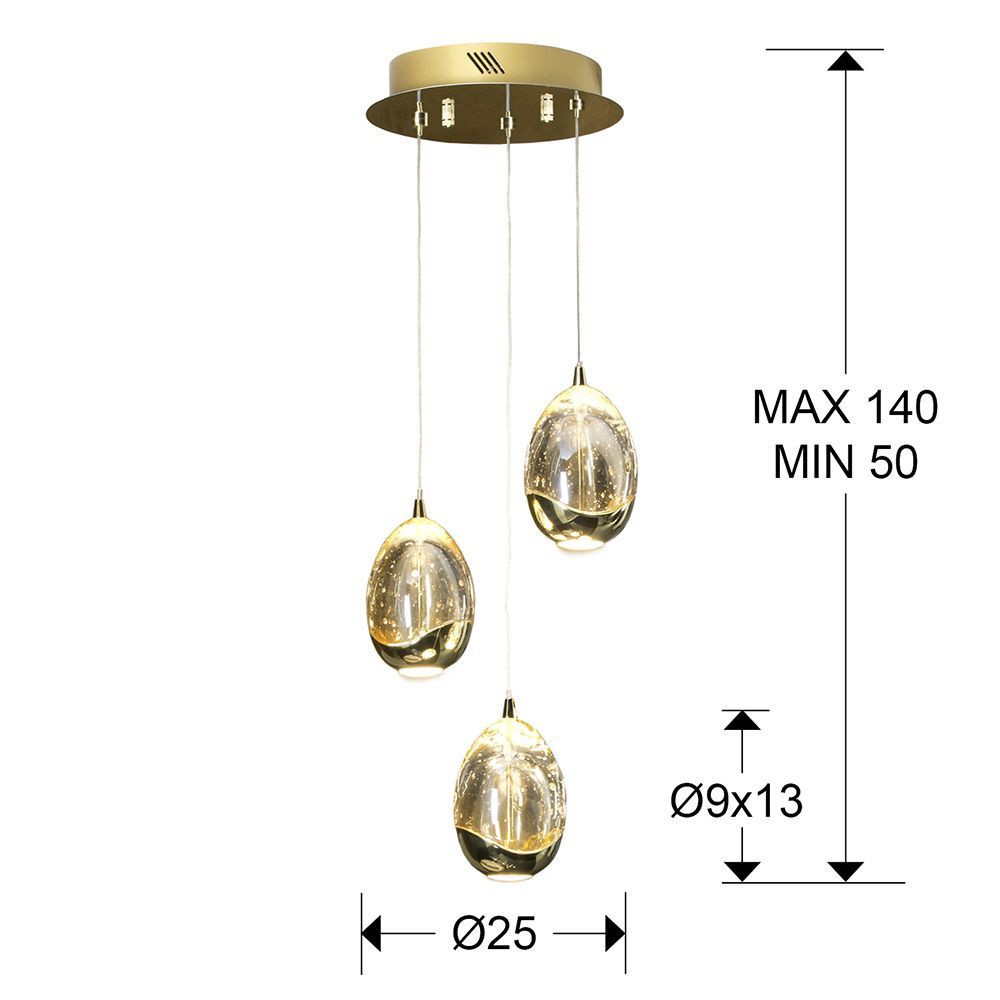 Lustra rotunda cu inaltime reglabila din Sticla Transparent cu LED D25xH140cm Rocio