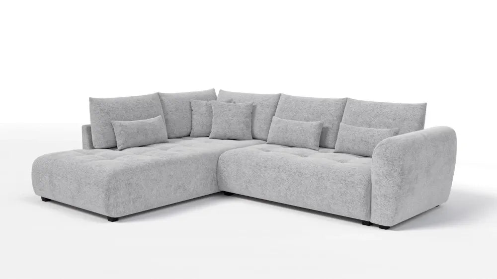 Coltar extensibil in forma de L tapitat cu Chenille Sajma 20 Gri deschis L291x234cm Trezzo