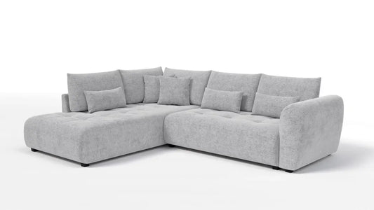 Coltar extensibil in forma de L tapitat cu Chenille Sajma 20 Gri deschis L291x234cm Trezzo