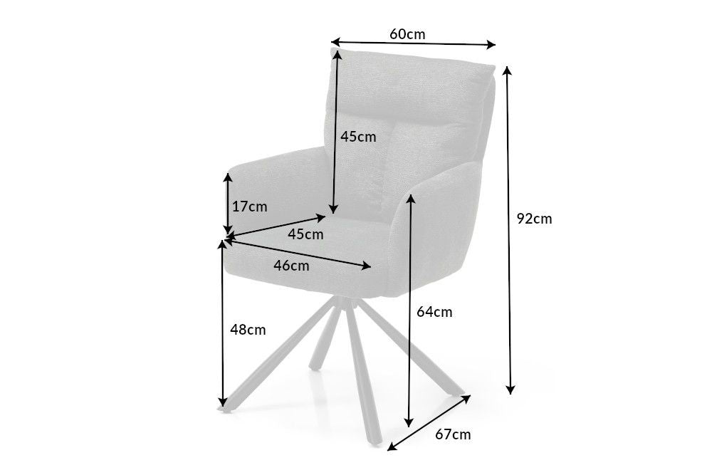 Set 2 scaune rotative tapitat cu Stofa Gri cu picioare din Metal Negru H92xL60xA67cm Big George Retro