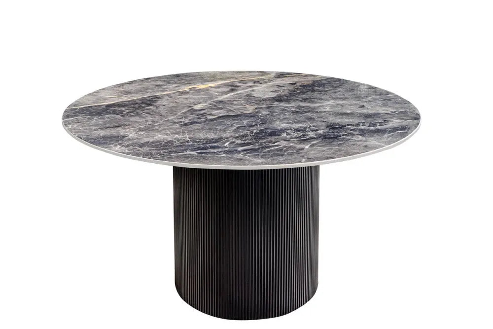 Masa din Ceramica Gri cu efect de marmura si MDF Negru D120xH75cm Unique
