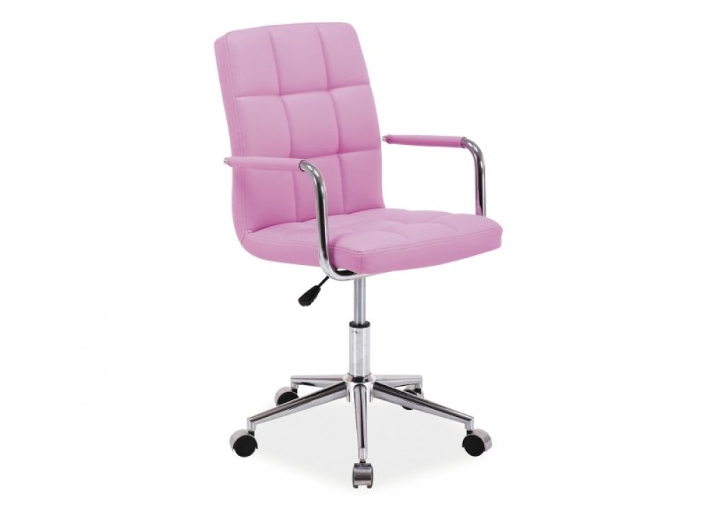 Scaun de birou reglabil cu rotile din Piele ecologica si Metal Roz/Argintiu Lino H87-97xL45xA40cm