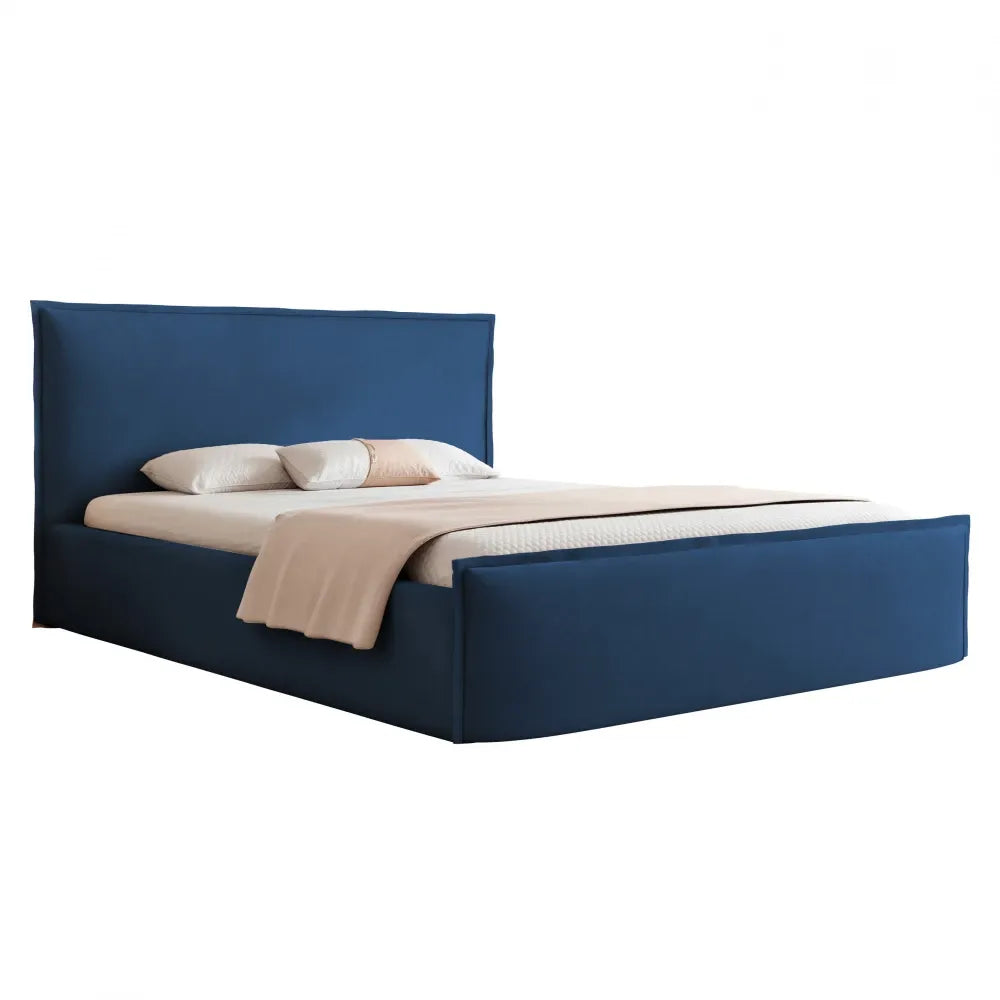 Pat 120 x 200 tapitat cu Catifea Dream velvet Albastru Oria