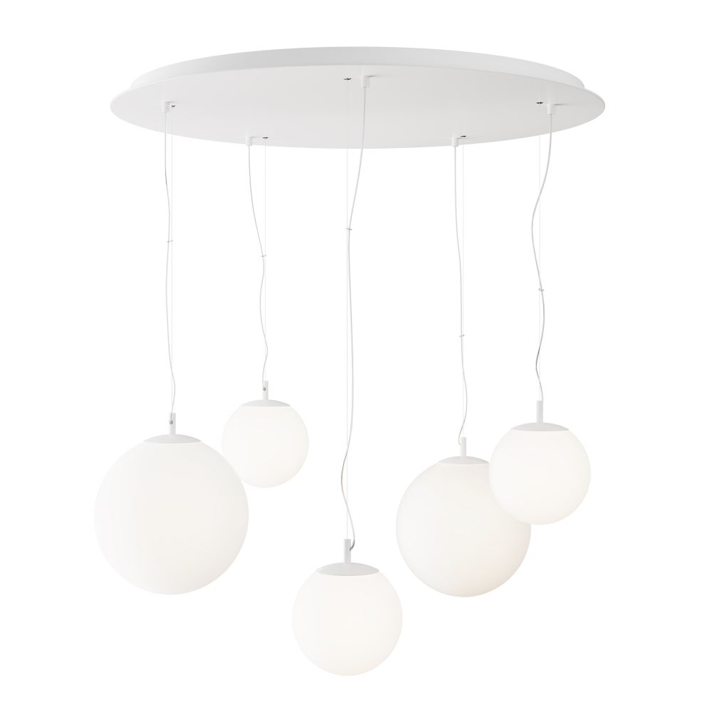 Lustra din Metal si Sticla Alb mat cu 5 becuri E27 40W L105xH110cm Basic form