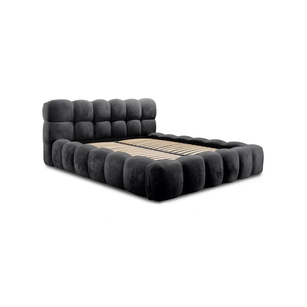 Pat 140x200cm tapitat cu Chenille Negru Boston