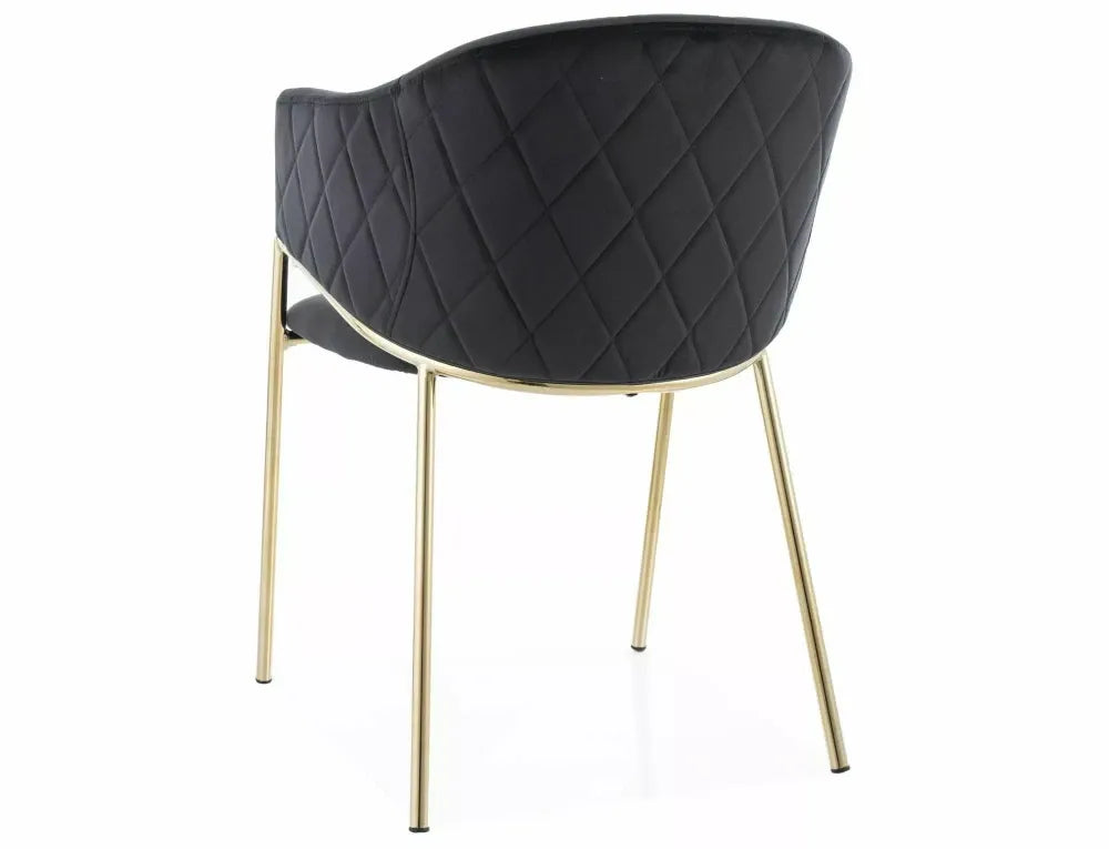 Scaun tapitat cu Catifea Negru cu picioare din Metal Auriu H77xL55xA45cm Bono