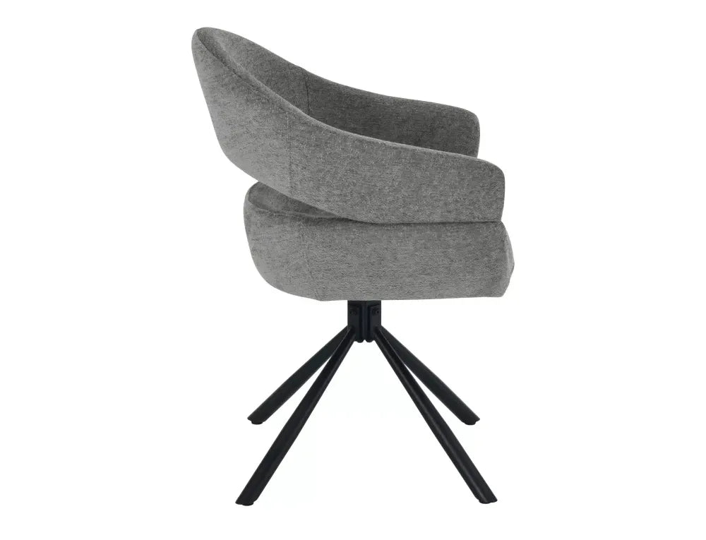 Set 2 scaune din Stofa Gri inchis si Metal Negru Hx87Lx58xA60cm Borgo
