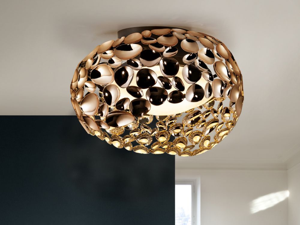 Plafoniera Rotunda din Metal si Metal Negru/Rose gold Narisa D47xH30cm