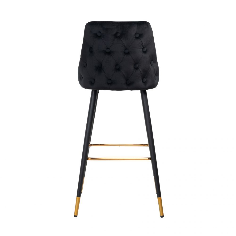 Scaun de bar tapitat cu Catifea Negru si picioare negre/aurii inaltime sezut 77cm Imani Richmond Interiors