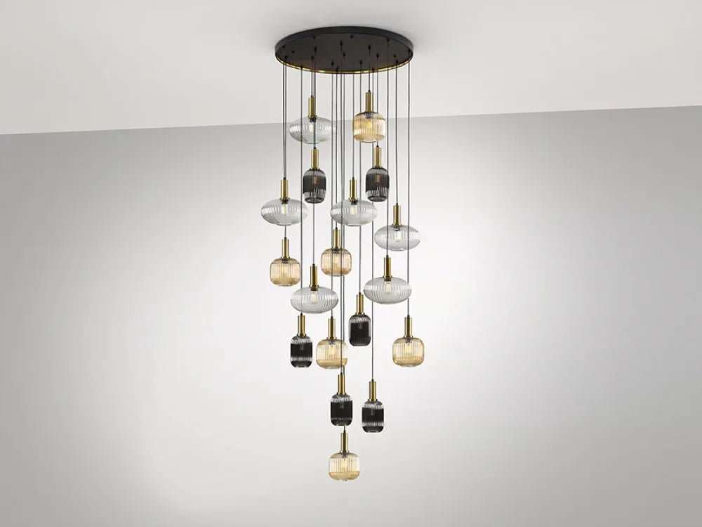 Candelabru din Metal Negru/Alama si Sticla Multicolor D113xH500cm Norma