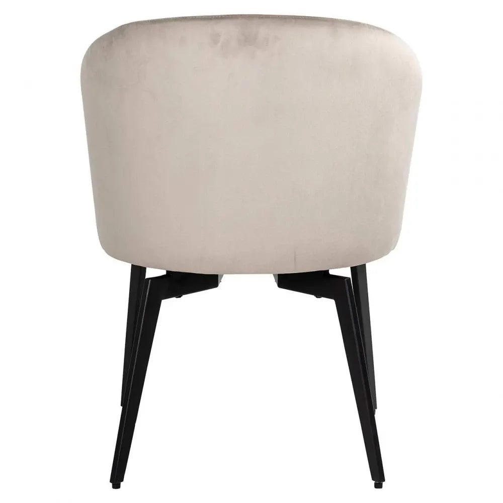 Scaun tapitat cu Catifea Bej khaki cu picioare din Metal Negru H79xL59xA61cm Amphara Richmond Interiors