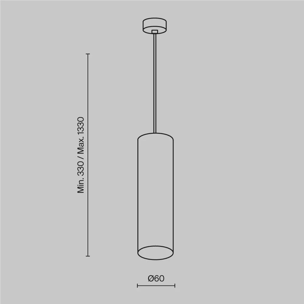 Pendul din Aluminiu Negru H133xD6cm IP 20 GU10 10W Focus