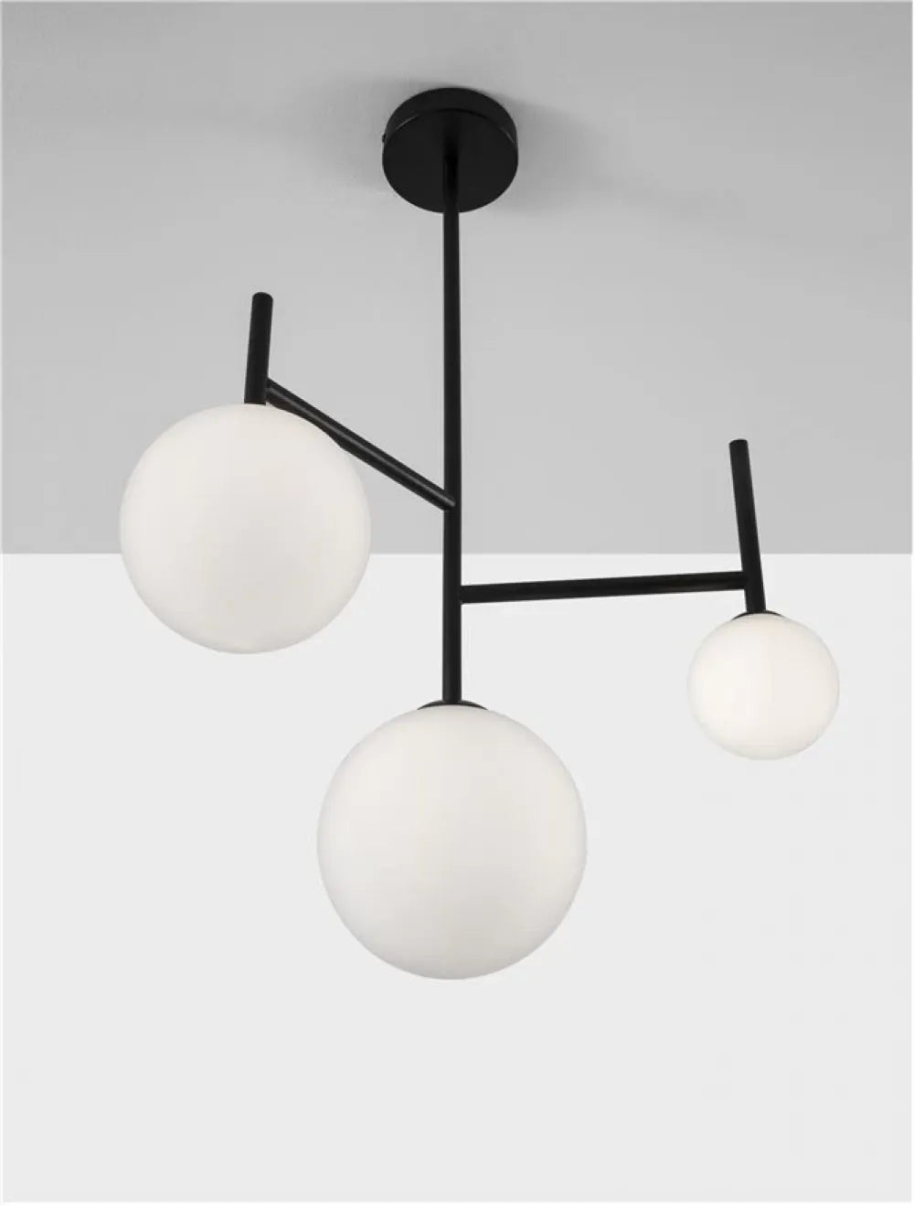 Lustra structura din Aluminiu Negru si abajur din Sticla Alb H71xL49cm IP20 BLAKY