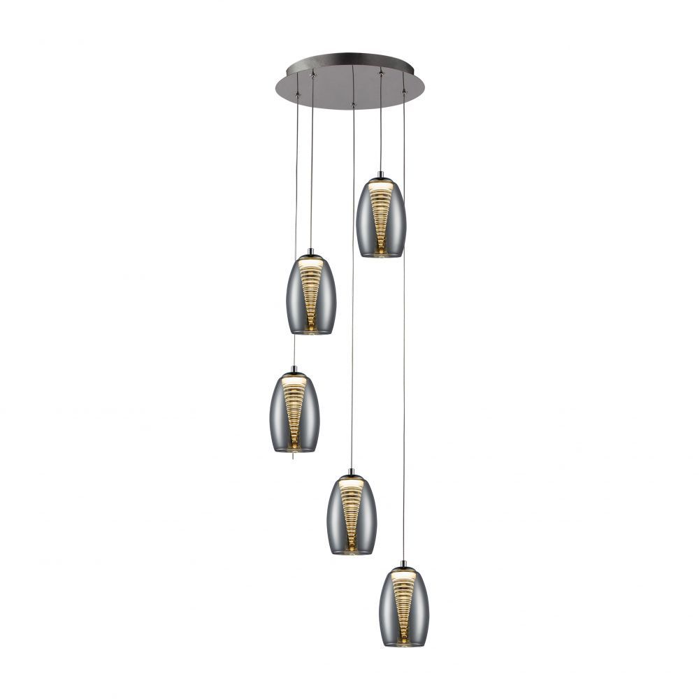 Lustra rotunda cu inaltime reglabila din Sticla Transparent cu LED D38xH170cm Nebula