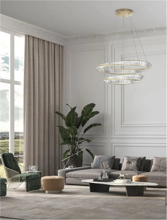 Candelabru structura din Metal Auriu si abajur din Cristal Transparent H150xD80cm IP20 72W 6351lm 3500k AURELIA