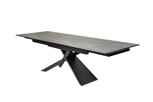 Masa extensibila dreptunghiulara din Ceramica Negru cu aspect de lava de 8-10 persoane L180/260x90cm Euphoria