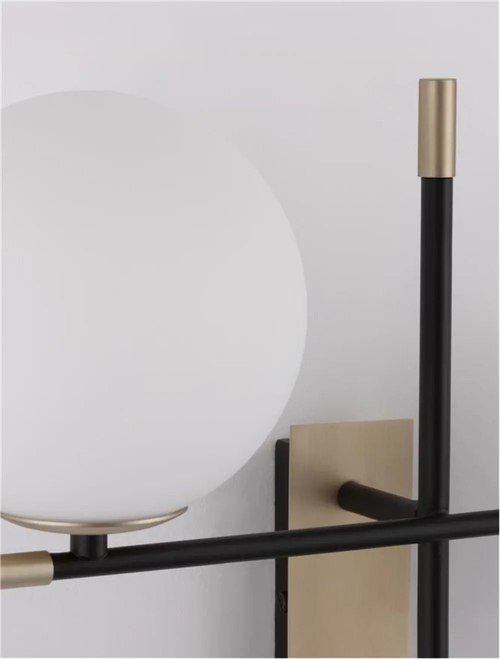 Aplica de perete structura din Metal Negru/Auriu si abajur din Sticla Alb H42.2xL44cm IP20 GIT