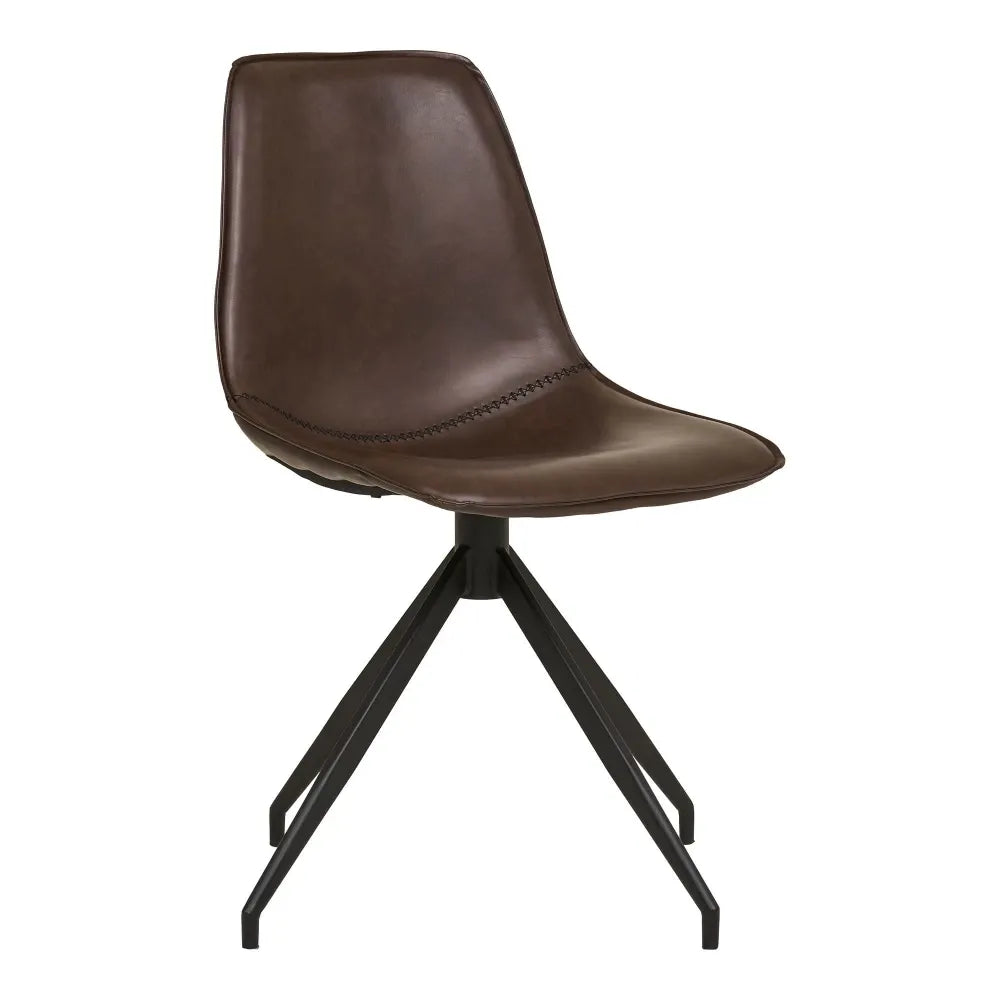 Set 2 scaune din Metal Negru si Piele sintetica Maro inchis H86xL48xA56cm Monaco