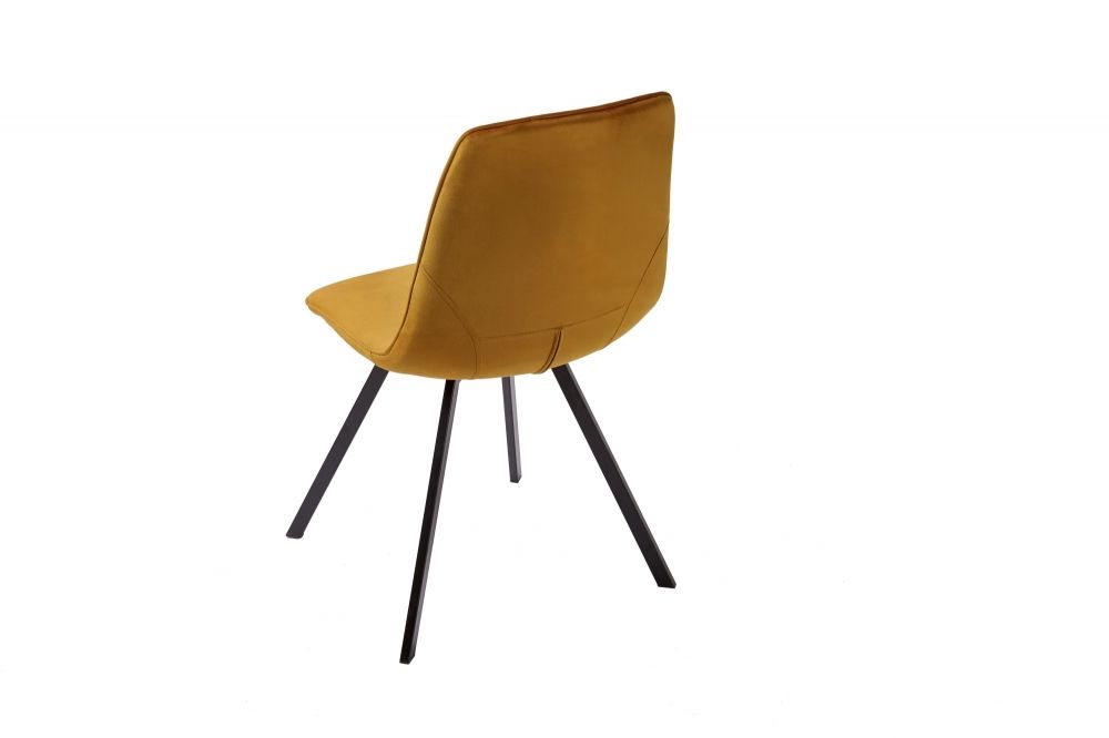 Set 4 scaune tapitat cu Catifea Galben cu picioare din Metal Negru H83xL47xA59cm Amsterdam