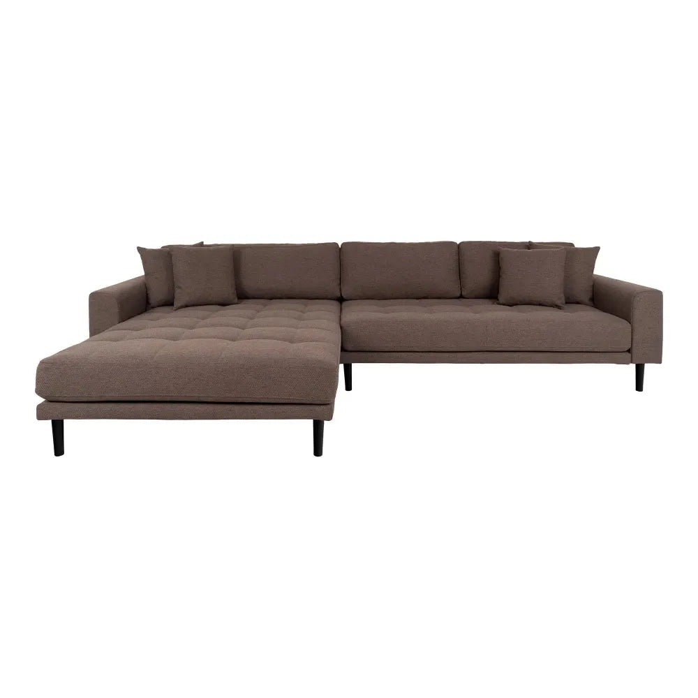 Coltar orientare stanga cu picioare din Lemn de fag negru tapitat cu Stofa Maro L290xH76cm Lido