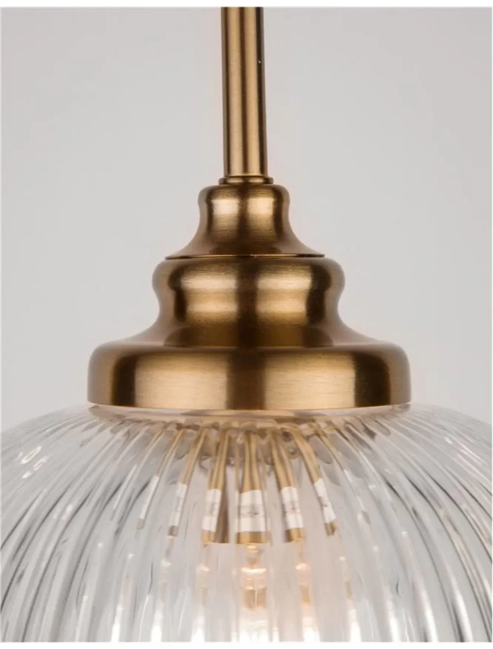 Pendul structura din Metal Auriu si abajur din Sticla Transparent H120xL18cm IP20 MOND