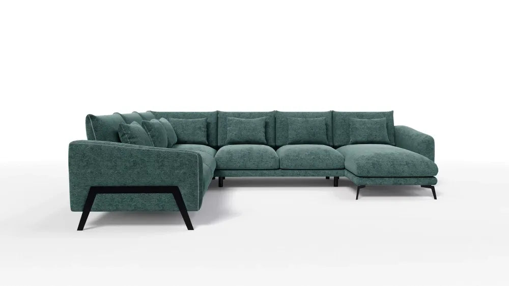 Coltar in forma de U tapitat cu Chenille Verde Sajma 11 L378x293cm Aspen