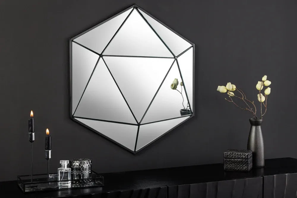 Oglinda cu rama din Metal Negru H62xL62cm Diamond