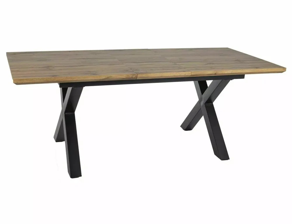 Masa extensibila din MDF+Furnir de stejar Maro si Metal Negru L160-240xH76cm Xaviero II