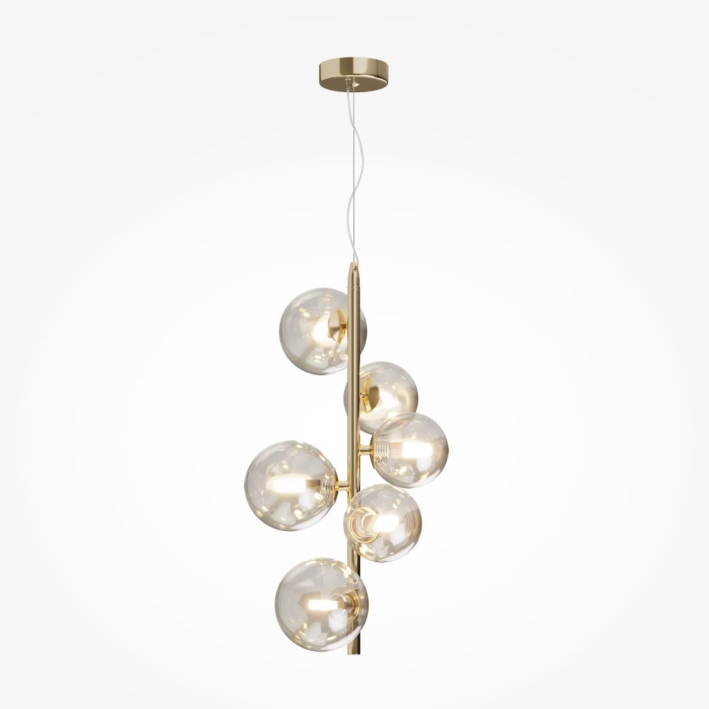 Lustra din Metal si Sticla Auriu/Crem cu 6 becuri G9 28W D29xH170cm Dallas