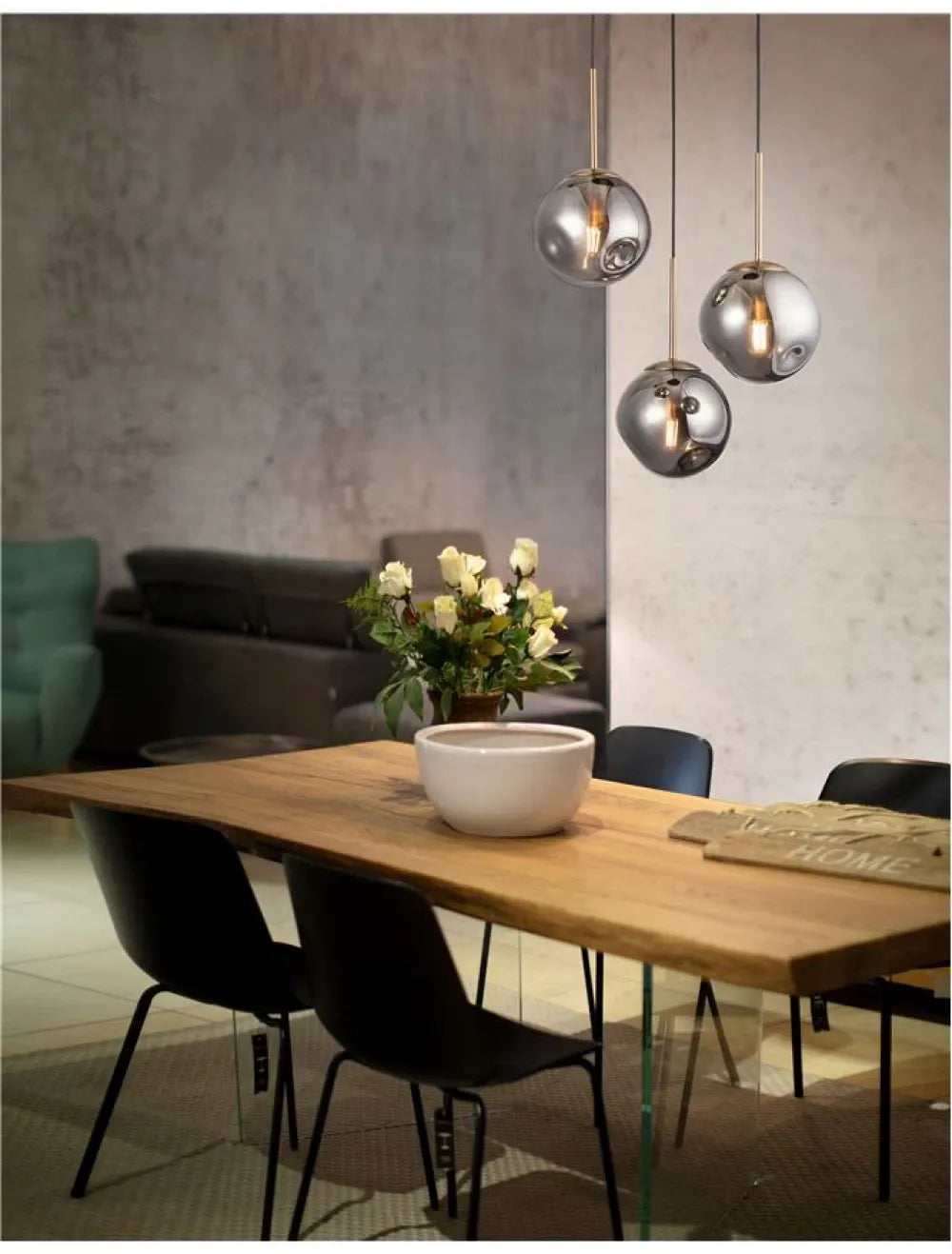 Candelabru structura din Metal Negru/Auriu si abajur din Sticla Fumuriu H180xL40cm IP20 SPADA