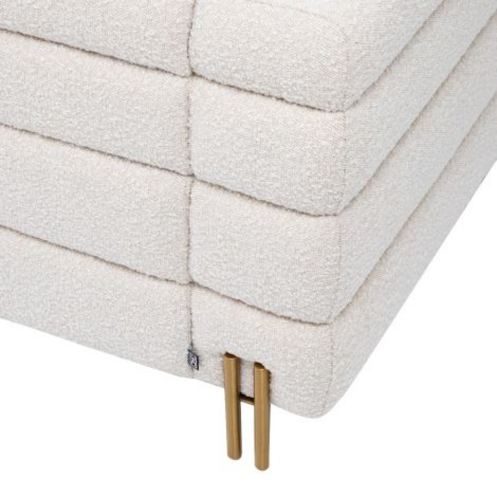 Fotoliu York Eichholtz tapitat cu Stofa Boucle Crem cu picioare din Otel inoxidabil Auriu H69xL112xA97cm