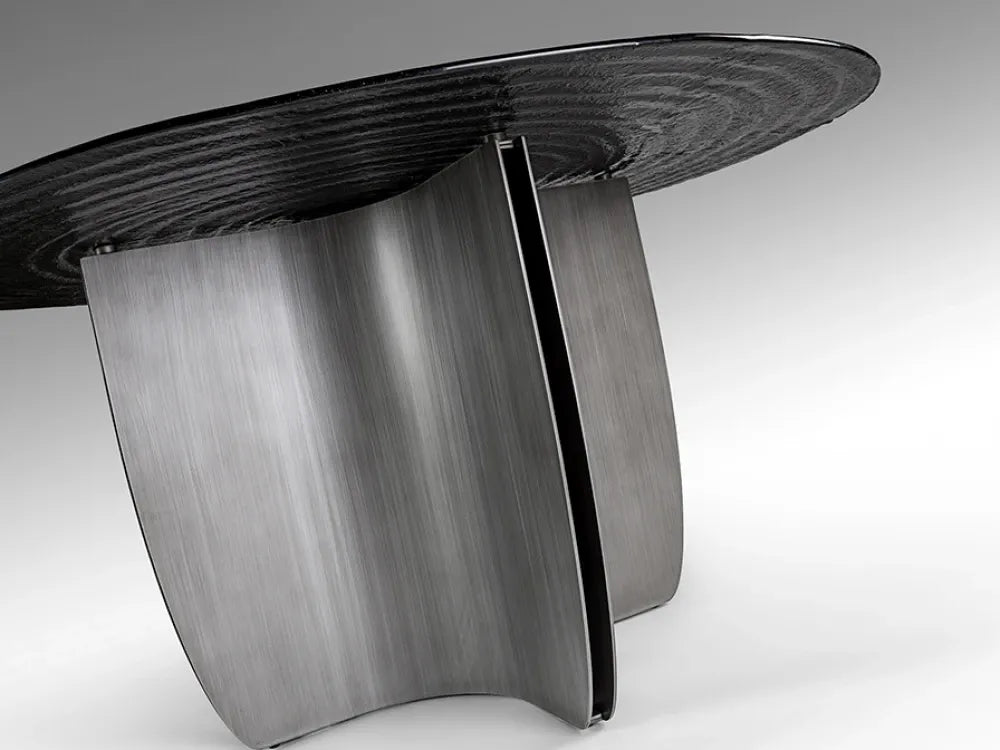 Masa rotunda din Metal Gri si Sticla Gri D150xH75cm Night