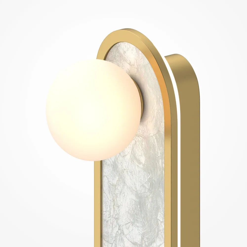 Aplica de perete din Aluminiu Alama si Sticla Alb H45xL12.8cm Blink