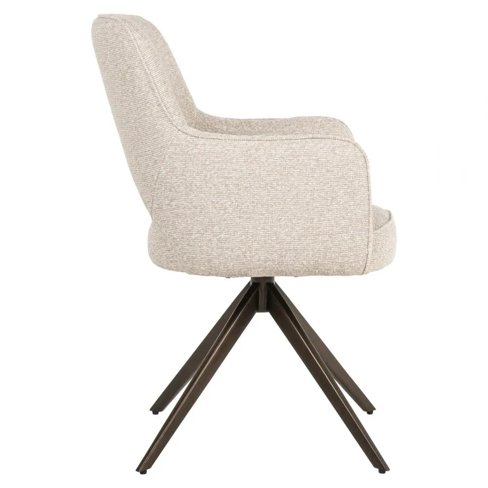 Scaun rotativ din Stofa Bej si Metal Alama L59xH90cm Ginerva  Richmond interiors