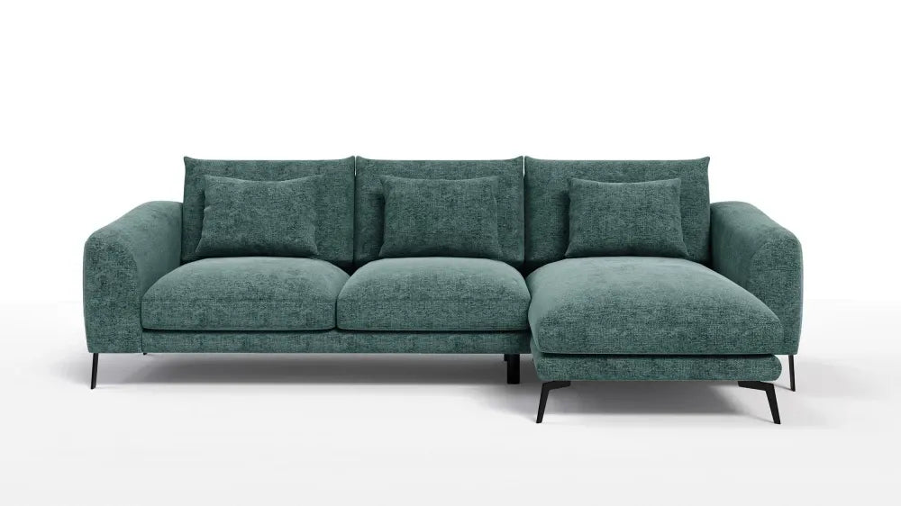 Coltar in forma de L tapitat cu Chenille Verde Sajma 11 L293x172cm Aspen