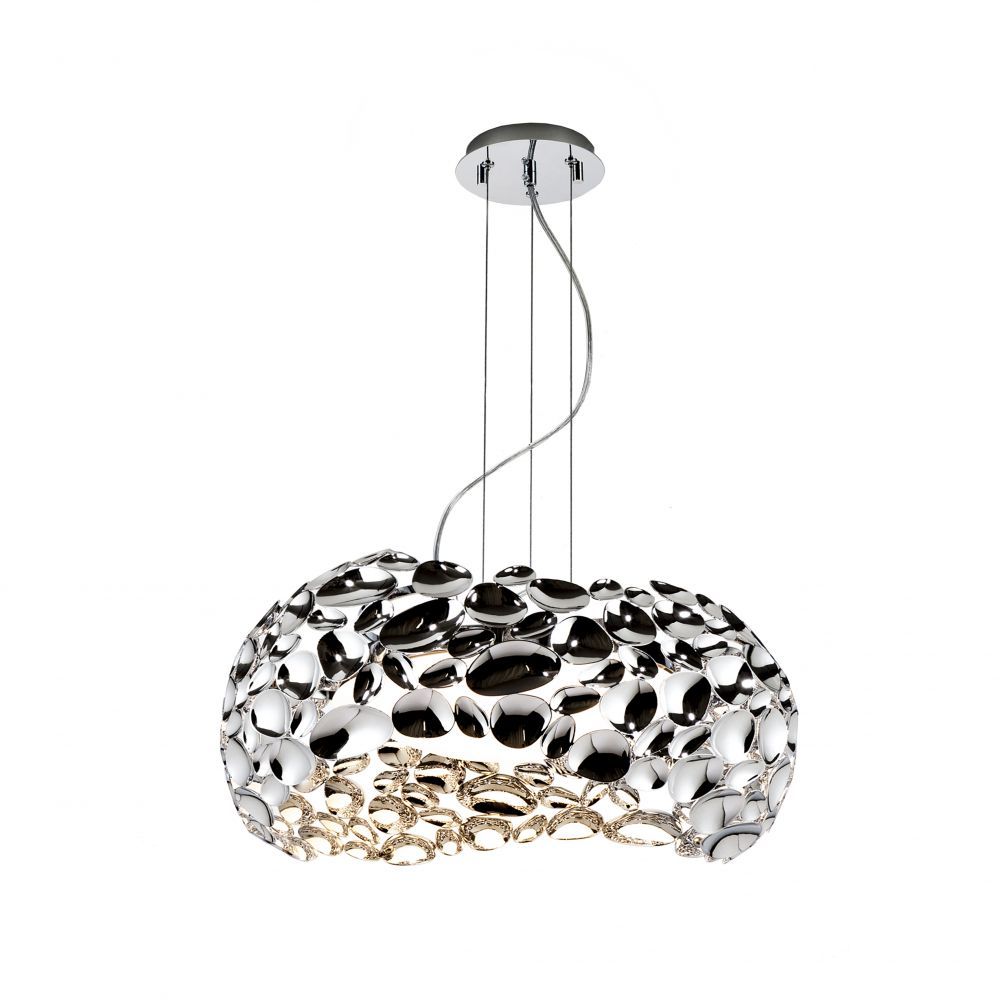 Lustra rotunda cu inaltime reglabila din Metal Argintiu cu 5 becuri D47xH135cm Narisa