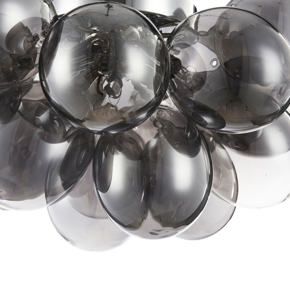 Candelabru Rotund din Metal si Sticla Argintiu/Negru Balbo D38xH25cm